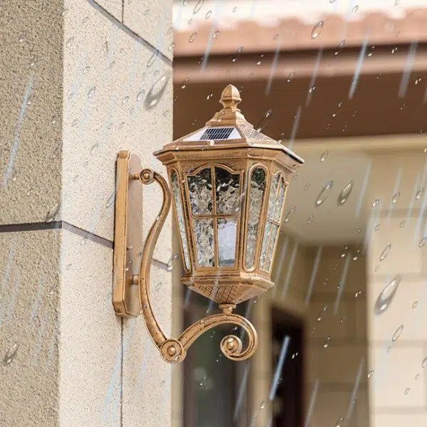 European Solar Outdoor Lantern Aluminum Glass Waterproof 1-Light Wall Sconce Lamp - Image 14