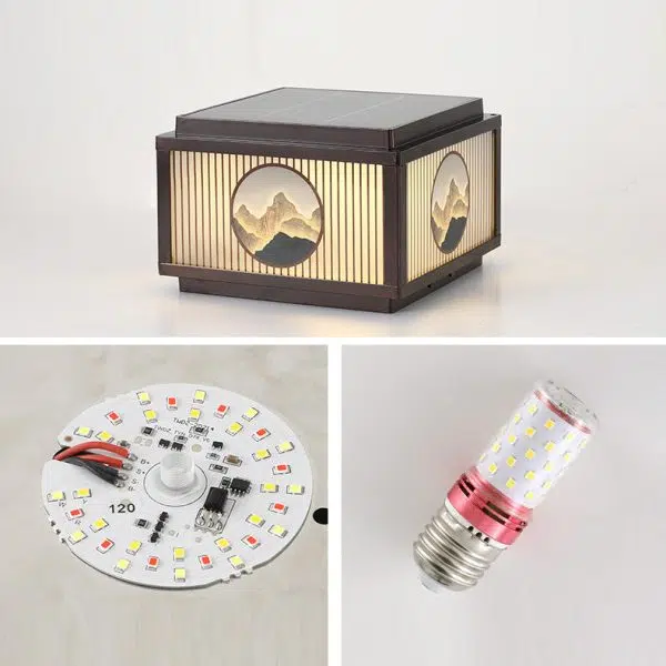 Modern Minimalist Solar Waterproof Square Aluminum Glass LED Post Head Light For Garden - Image 14