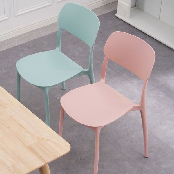 Contemporary Nordic Macaron Plastic Square Stackable Dining Chair Open Back For Dining Room - Image 16