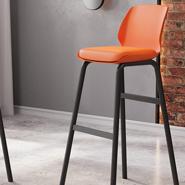 Contemporary Nordic Square Leather Upholstered Iron Bar Stool Plastic Backrest Footrest For Dining Room - Image 7