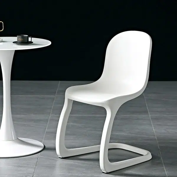 Contemporary Scandinavian Bow Frame Plastic Billet Steel Dining Chair Backrest For Dining Room - Image 10