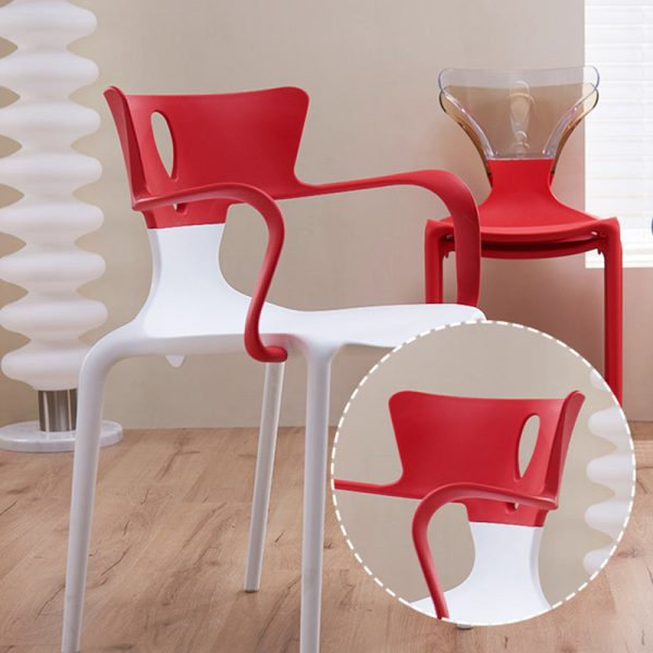 Contemporary Nordic Curved Plastic Dining Chair Backrest Armrest For Dining Room - Image 6