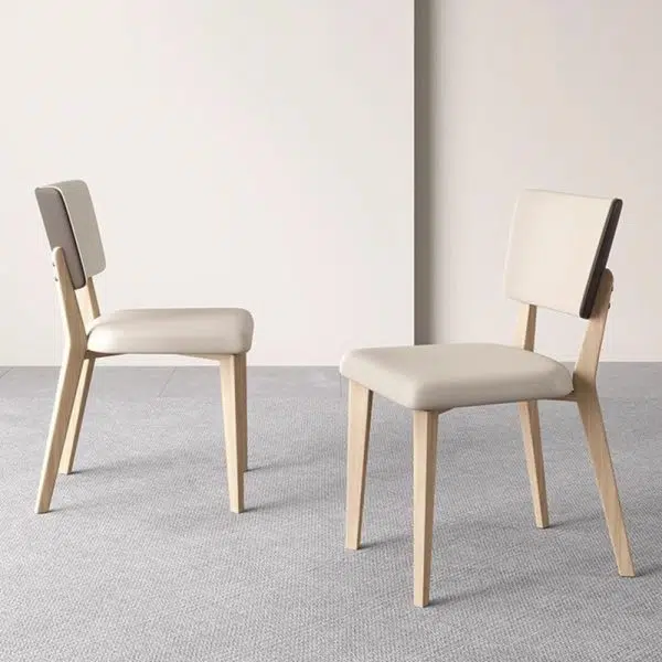 Contemporary Nordic Square Leather Solid Wood Frame Dining Chair Backrest For Dining Room - Image 12