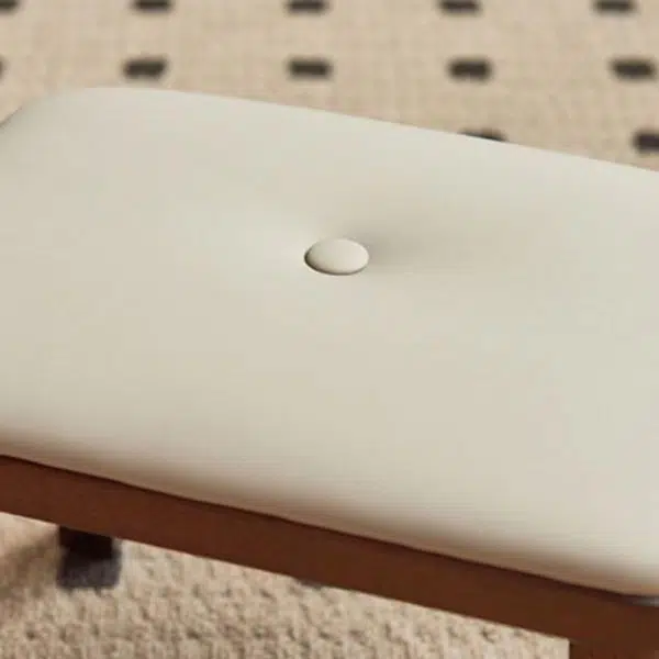 Modern Minimalist Square PU Leather Solid Wood Chair Backless Armless For Living Room - Image 6