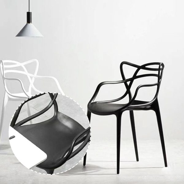Contemporary Creative Curved Frame Plastic Acrylic Dining Chair Backrest Armrest For Dining Room - Image 8