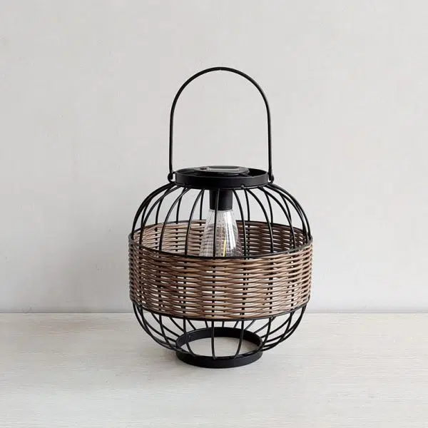 Traditional Vintage Rattan Iron Ball 1-Light Outdoor Light For Garden - Image 4