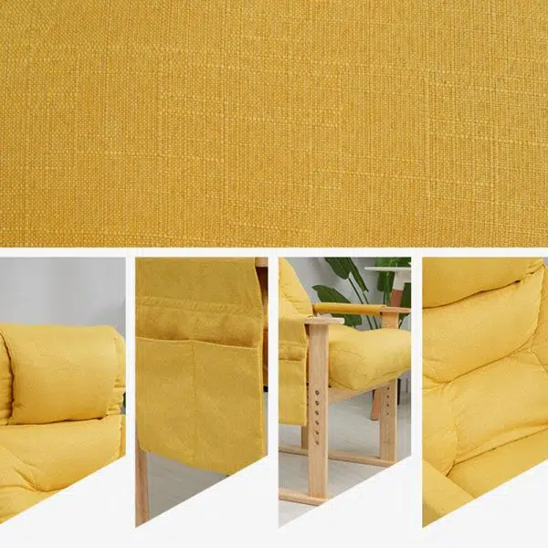 Contemporary Nordic Rectangular Fabric Wood Accent Chair Backrest Armrest For Living Room - Image 9