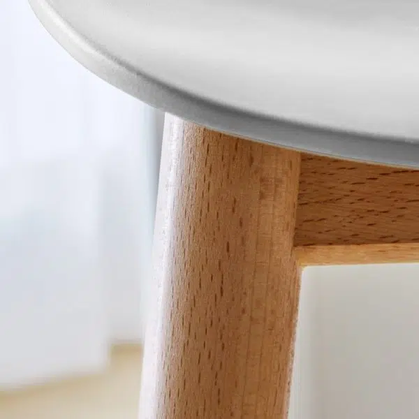 Contemporary Nordic Square Wood Metal PP Bar Stool Backrest Footrest For Dining Room - Image 6