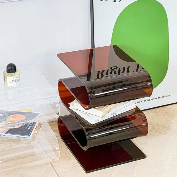 Contemporary Creative S-Shaped Acrylic Multifunctional Storage End Table 4-Tier For Living Room - Image 13
