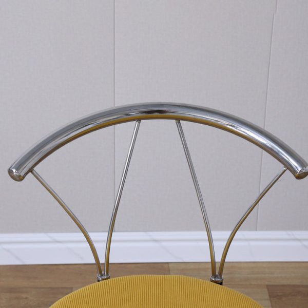 Contemporary Nordic Round Curved Backrest Iron Fabric Dining Chair For Dining Room - Image 5