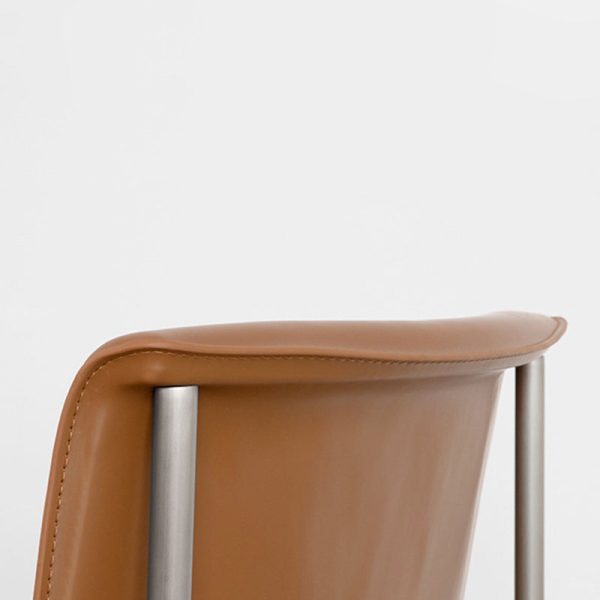 Contemporary Nordic Square Curved Leather Stainless Steel Dining Chair Backrest For Dining Room - Image 5