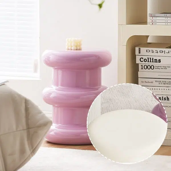 Contemporary Scandinavian Cylinder Frame Plastic Acrylic Vanity Stool 1-Leg For Bedroom - Image 8