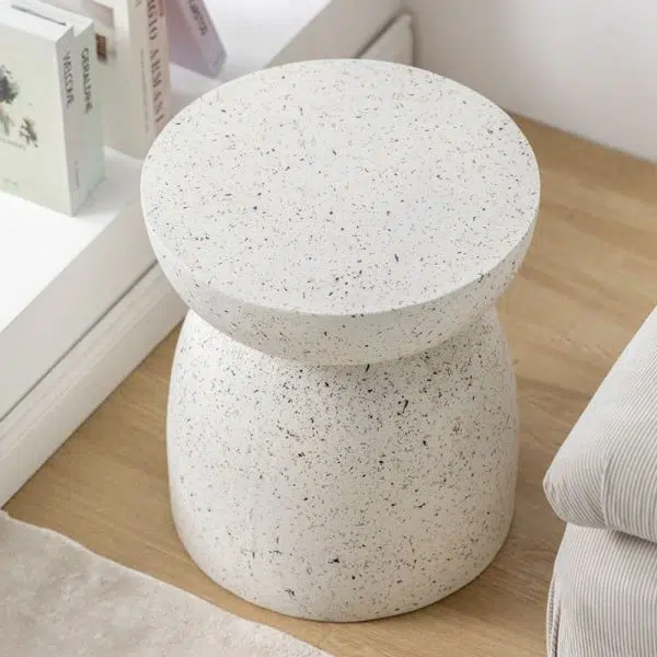 Contemporary Nordic Round Cylinder Magnesium Oxide End Table For Bedroom - Image 4