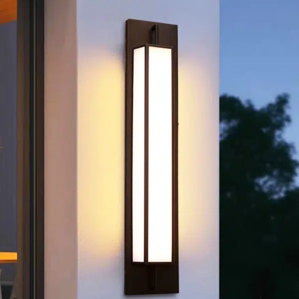 Modern Minimalist Long Square PMMA Stainless Steel LED Outdoor Wall Sconce Lamp For Garden - Image 10