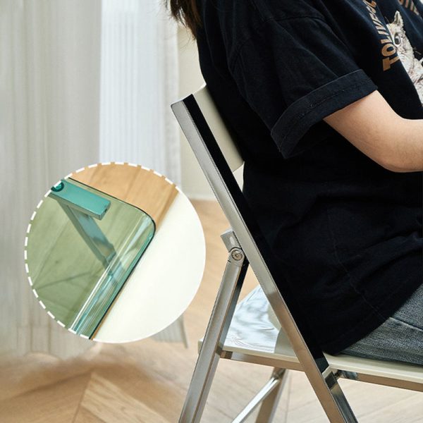 Contemporary Nordic Square Acrylic Metal Dining Chair Foldable For Dining Room - Image 7