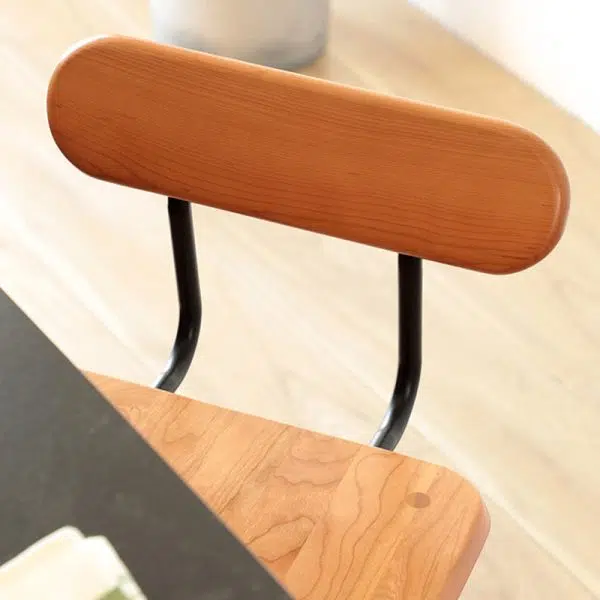 Contemporary Nordic Square Wood Iron Bar Stool Backrest Footrest For Dining Room - Image 6