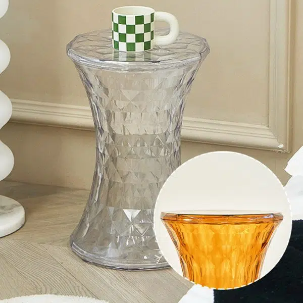 Contemporary Nordic Column Acrylic Chair Backless Armless For Living Room - Image 15