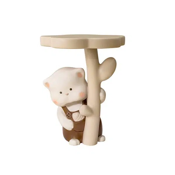Contemporary Creative Kids Cat Flower Resin End Table 1-Tray For Bedroom - Image 14