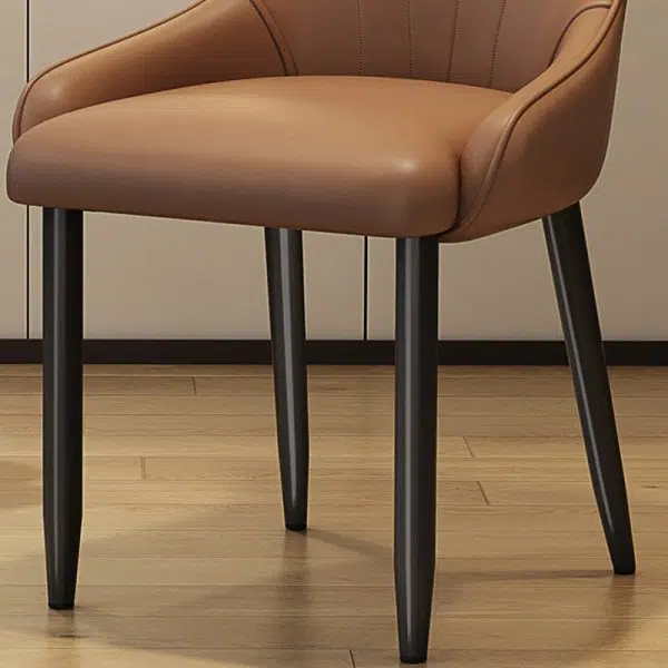 Contemporary Scandinavian Leather Carbon Steel Sponge Latex Square Dining Chair Backrest For Dining Room - Image 10