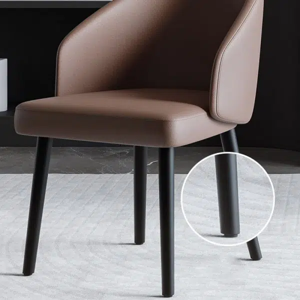 Contemporary Nordic Trapezoid Cushion Saddle Leather Ash Wood Dining Chair Backrest For Dining Room - Image 8