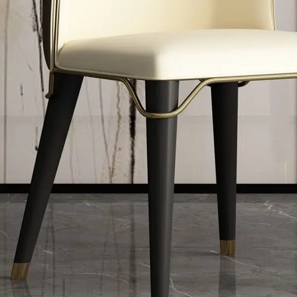 Contemporary Luxury Leather Wood Legs Stainless Steel Decor Dining Chair Backrest For Dining Room - Image 7