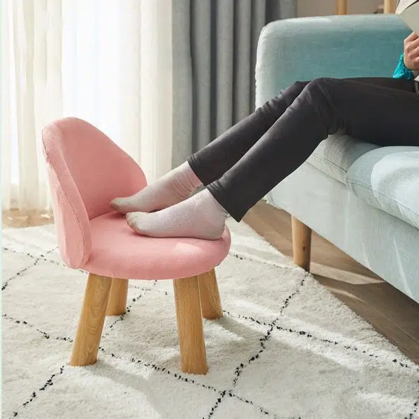 Contemporary Nordic Fabric Round Footstool Backrest For Entryways - Image 17