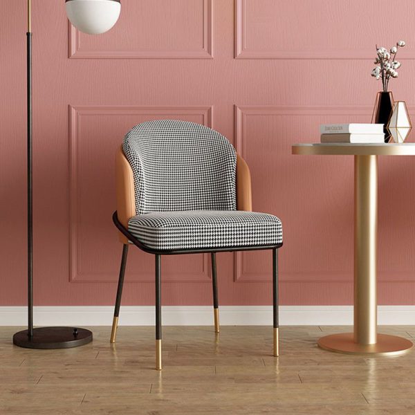 Contemporary Nordic Leather Fabric Iron Sponge Square Wraparound Dining Chair Backrest For Living Room - Image 3