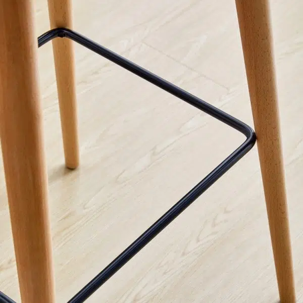 Contemporary Nordic Square Wood Metal PP Bar Stool Backrest Footrest For Dining Room - Image 7