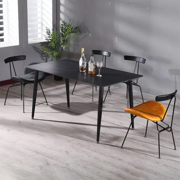 Contemporary Luxury PU Leather Upholstered Metal Legs Curved Dining Chair Backrest For Dining Room - Image 17