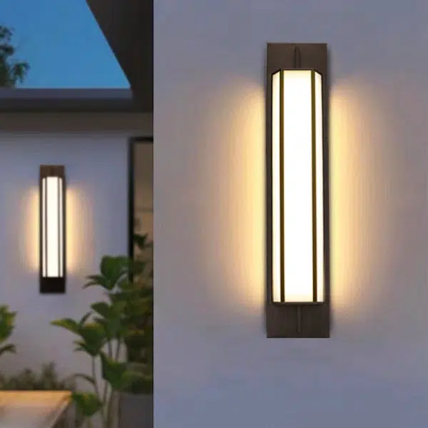 Modern Minimalist Long Square PMMA Stainless Steel LED Outdoor Wall Sconce Lamp For Garden - Image 11