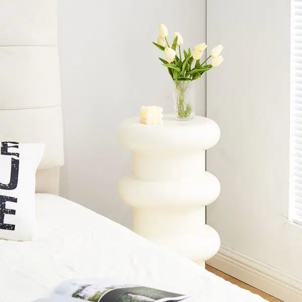 Contemporary Scandinavian Cylinder Frame Plastic Acrylic Vanity Stool 1-Leg For Bedroom - Image 10