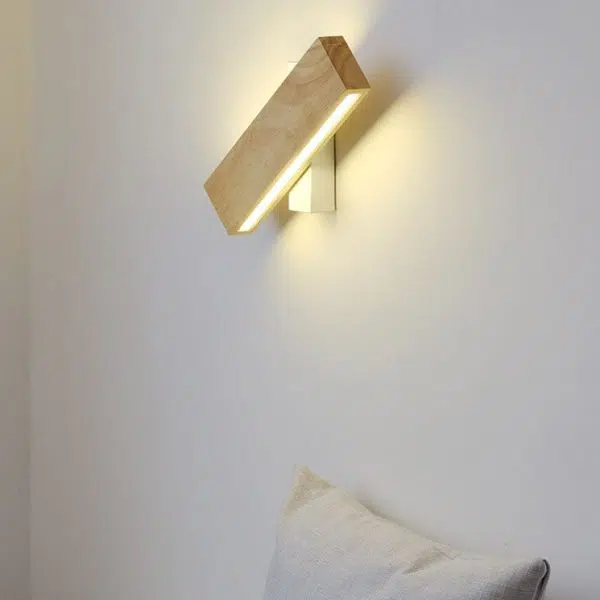Japanese Minimalist Log Rectangular Flat Rotatable LED Wall Sconce Lamp