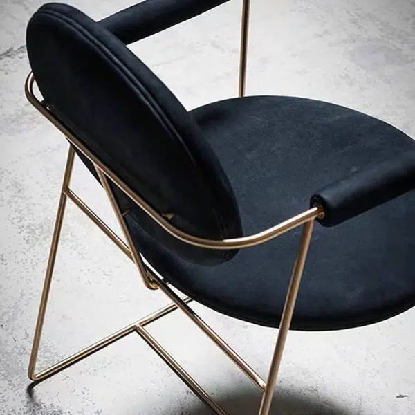 Contemporary Scandinavian Round Cushion Microfiber Leather Stainless Steel Dining Chair Backrest Armrest For Dining Room - Image 5