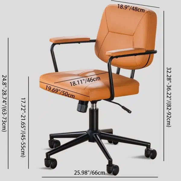 Contemporary Scandinavian Microfiber Leather Fabric Steel Sponge Square Desk Chair Backrest Armrest Adjustable For Home Office - Image 4