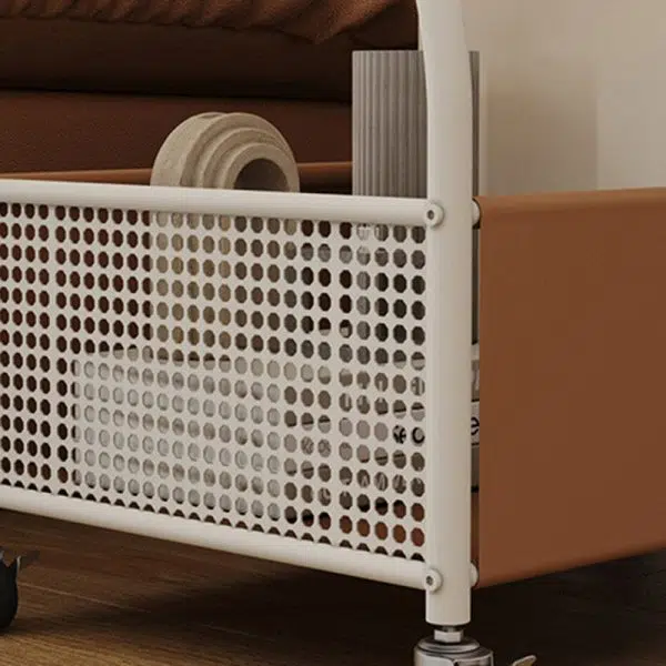 Contemporary Luxury Rectangular Glass Iron Leather End Table 2-Tier For Living Room - Image 5