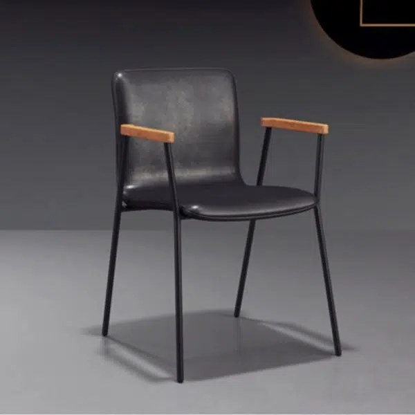 Contemporary Luxury Square Faux Leather Upholstered Dining Chair Backrest Armrest For Dining Room - Image 16