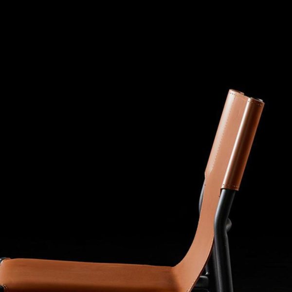 Contemporary Nordic Square Leather Carbon Steel Stackable Dining Chair Backrest For Dining Room - Image 9
