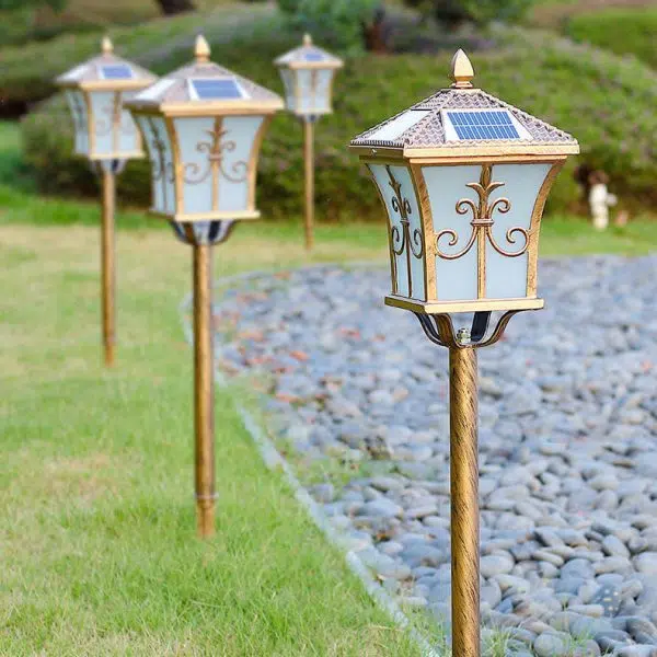 Traditional Chinese Solar Waterproof Aluminum Iron Glass Column LED Landscape Lighting Outdoor Light For Garden - Image 3