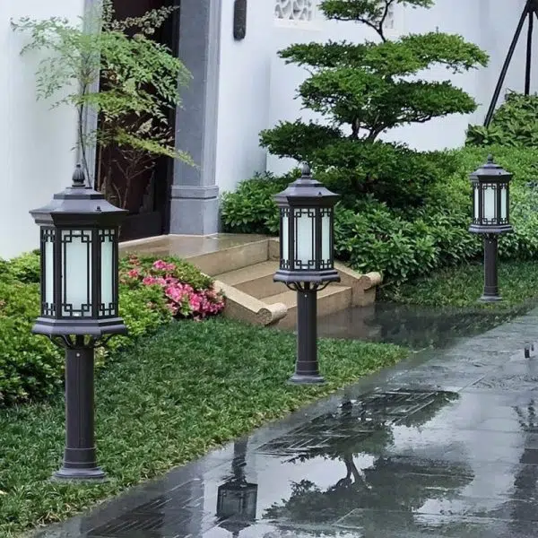 Traditional Chinese Waterproof Solar Aluminum Glass Cylinder LED Landscape Lighting Outdoor Light For Garden - Image 13