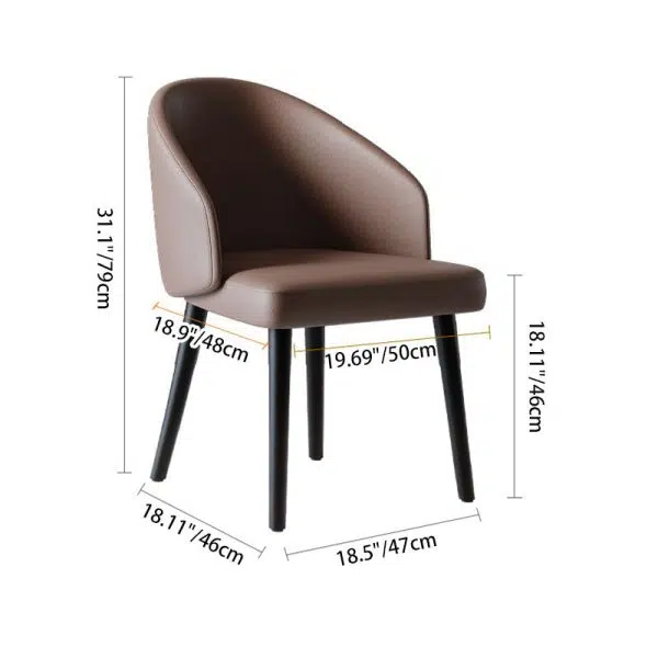 Contemporary Nordic Trapezoid Cushion Saddle Leather Ash Wood Dining Chair Backrest For Dining Room - Image 4