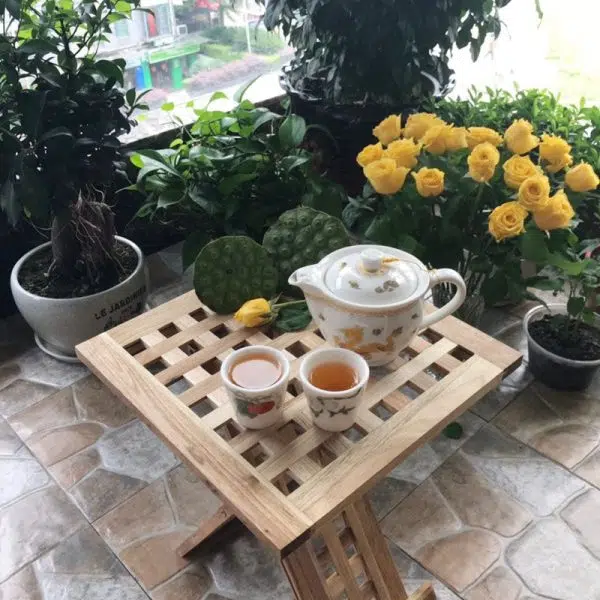 Traditional Rustic Square Wood Chair Backless Armless For Living Room - Image 10