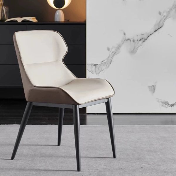 Contemporary Luxury Microfiber Leather Upholstered Dining Chair Backrest For Dining Room - Image 2