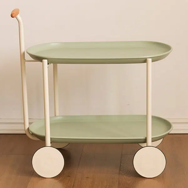 Contemporary Creative Removable Rectangular Oval ABS Wood Metal End Table 2-Tier For Living Room - Image 12