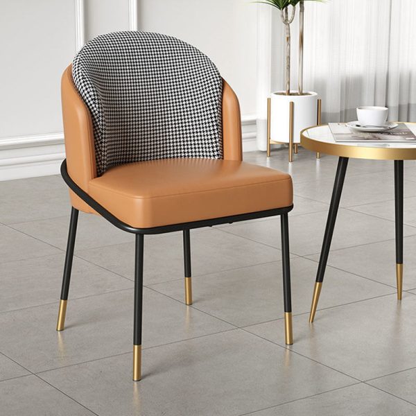 Contemporary Nordic Leather Fabric Iron Sponge Square Wraparound Dining Chair Backrest For Living Room - Image 18