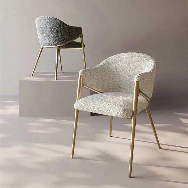 09-8dfd5d82-9c25-41dc-9a6c-e7a067a158fb.jpg Contemporary Luxury Round Lambswool Stainless Steel Legs Dining Chair Backrest Armrest For Dining Room - Image 1