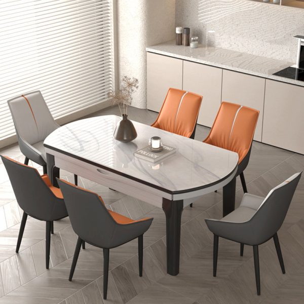 Contemporary Nordic Square Leather Upholstered Dining Chair Backrest Armrest For Dining Room - Image 16