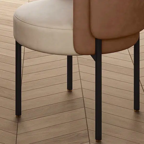 Contemporary Luxury Fabric Upholstered Metal Legs Dining Chair Backrest For Dining Room - Image 6