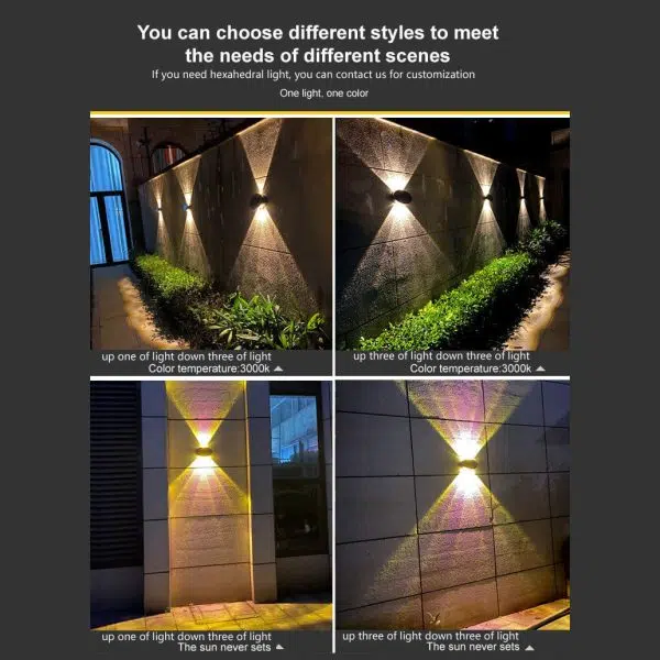 Modern Round Tempered Glass Waterproof Solar LED Outdoor Garden Wall Sconce Lamp - Image 10