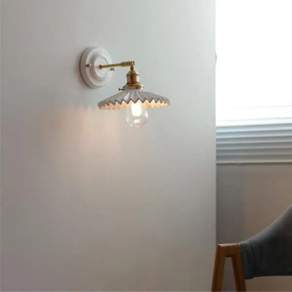 Vintage Japanese Ceramic Brass 1-Light Wall Sconce Lamp - Image 33