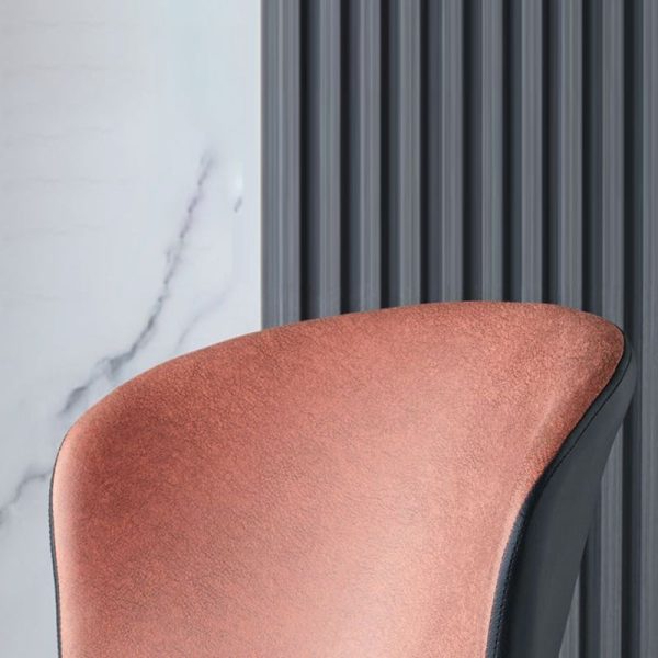 Contemporary Scandinavian Round Cushion Leather Carbon Steel Dining Chair Backrest For Dining Room - Image 5